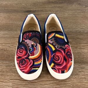 Inkkas Balia Canvas Slip On Shoes Womens 8 Fiesta Folk Art Floral Sneakers